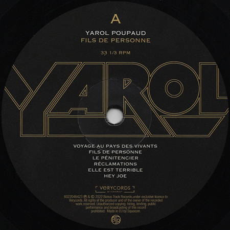 Yarol Poupaud LP Fils de Personne label A